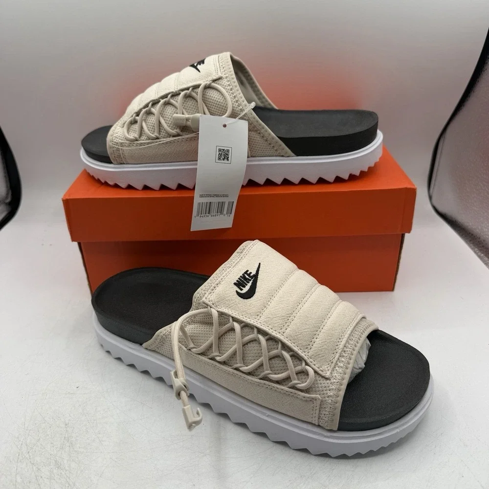 Nike Asuna Slide NA Sandals Mens Sz 9 Desert Sand/Black/White Slip On CW9703-009